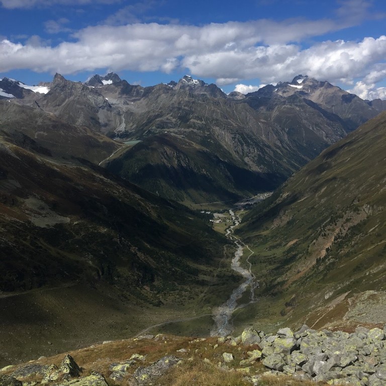 Photograph of valley with Mittelberg